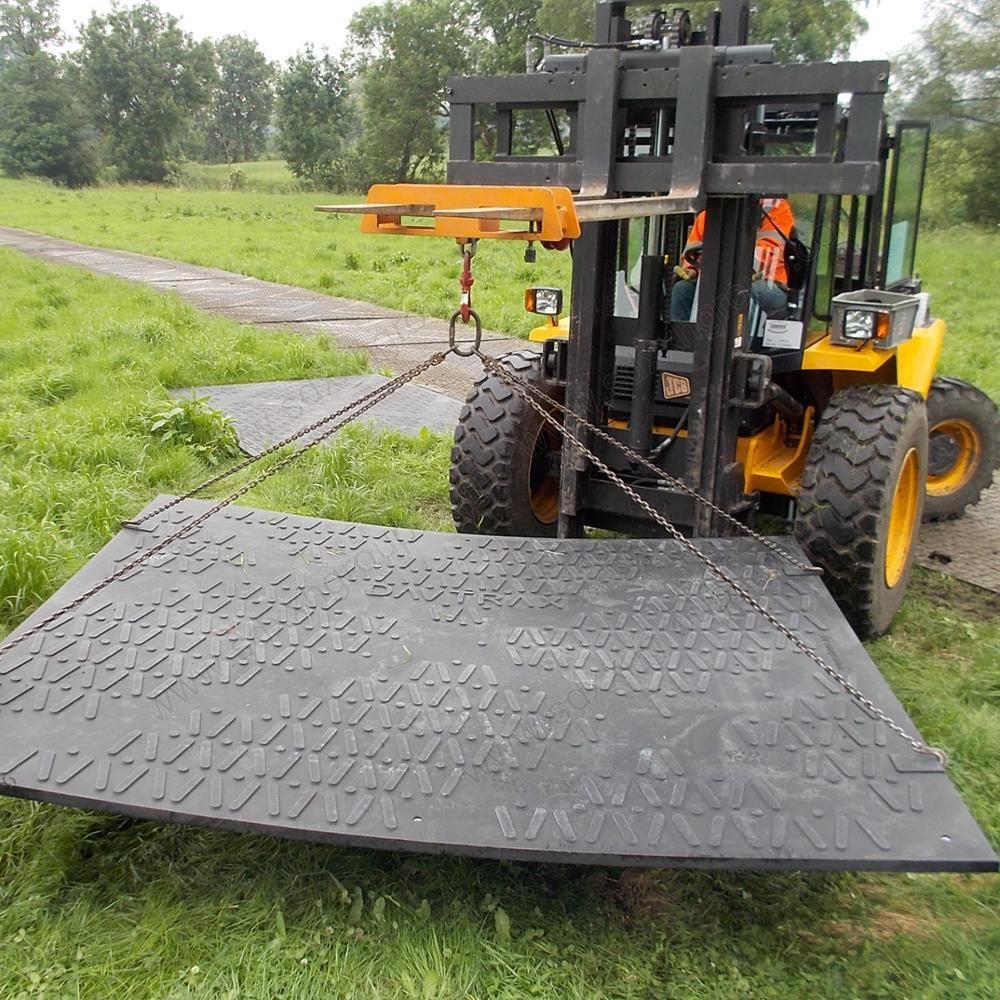 Recycled HDPE ground protection matting for heavy equipment