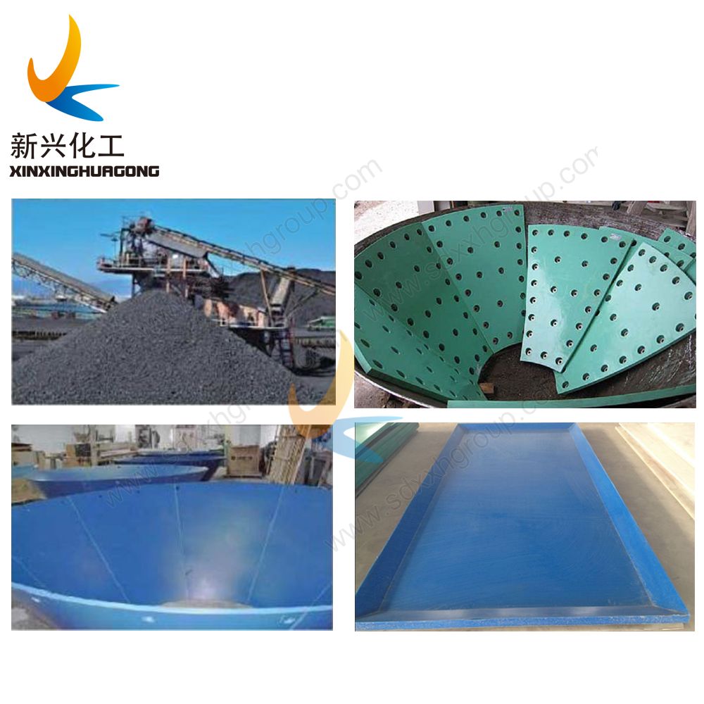 UHMWPE wear resistant liner for shaftless screw conveyor