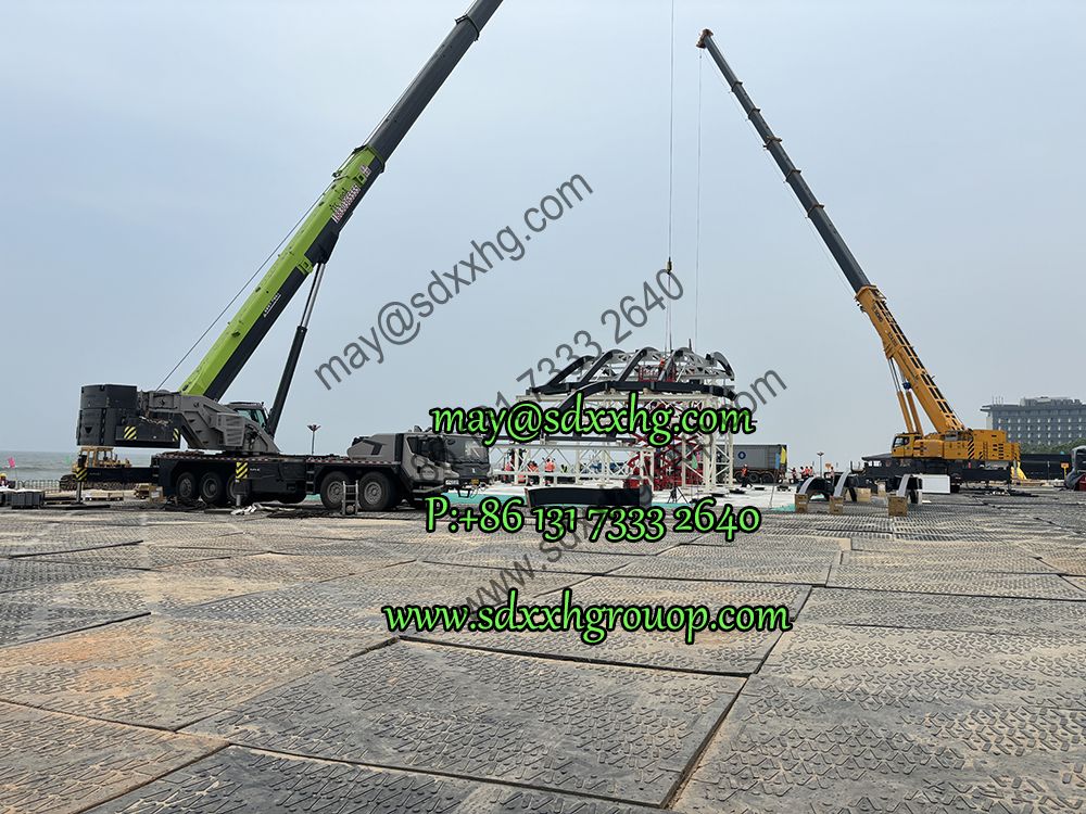 Composite plastic mold pressed construction ground mats